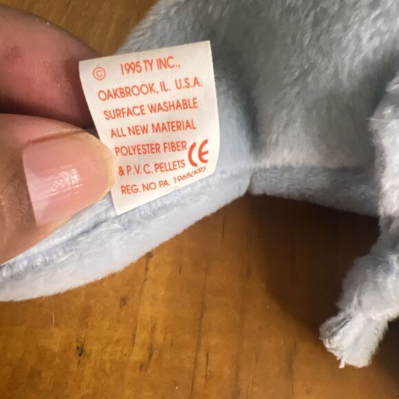 *RARE* RETIRED TY Beanie Babies Peanut the Elephant --light blue! NEW CONDITION - Picture 5 of 9